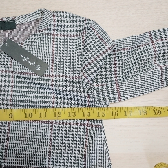 NWT BRIT & BRI gray houndstooth cropped sleeve a-line girls dress - Picture 8 of 10